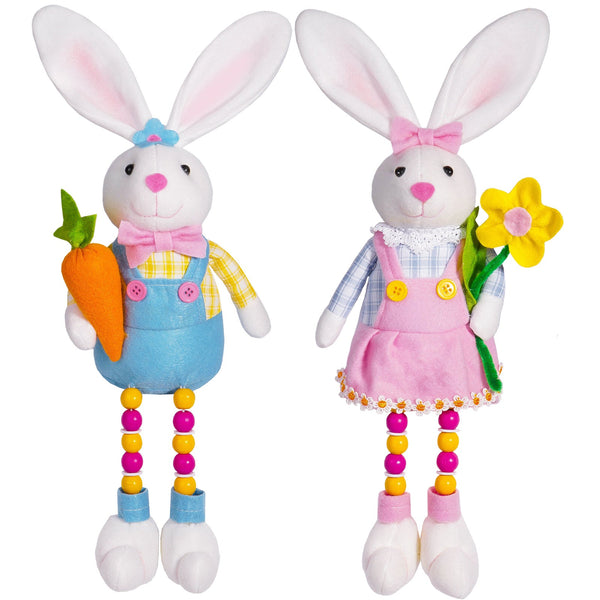 Elosung Adorable Easter Bunny Plush Dolls Set Of 2 Seasonal Decorations