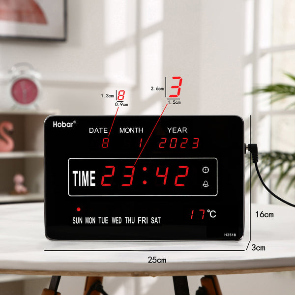 Elegant 10 Inch Led Digital Wall Clock With Perpetual Calendar & Temperature Display Other Clocks