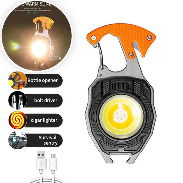 Elosung Multi Function Cob Work Light With Carabiner 500Lm Flashlight Lighter And More Flashlights