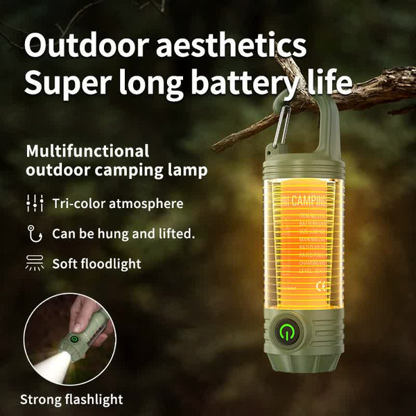 Elosung 2 Pcs Green Outdoor Camping Light With 6 Modes & Keychain Hook Multi Source Mini Flashlight Ipx4 Waterproof Lanterns