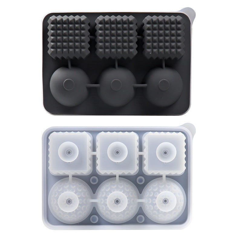 Elosung 2 Pcs Black Sphere & Square Ice Cube Tray Novelty Silicone Maker For Whiskey tails Ice Cubes Trays & Moulds