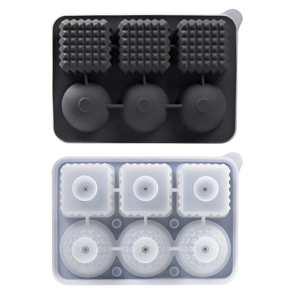 Elosung 2 Pcs Black Sphere & Square Ice Cube Tray Novelty Silicone Maker For Whiskey tails Ice Cubes Trays & Moulds