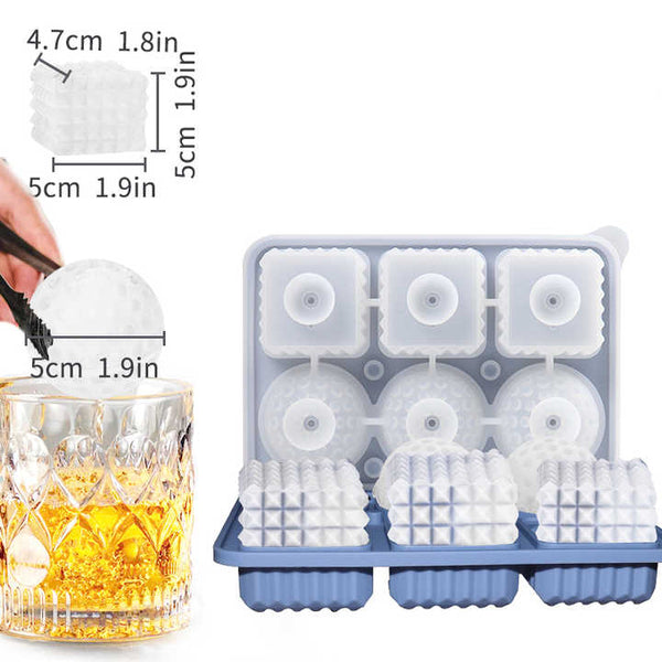 Elosung 2 Pcs Black Sphere & Square Ice Cube Tray Novelty Silicone Maker For Whiskey tails Ice Cubes Trays & Moulds