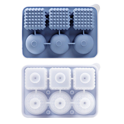 Elosung 2 Pcs Blue Sphere & Square Ice Cube Tray Novelty Silicone Maker For Whiskey tails Ice Cubes Trays & Moulds