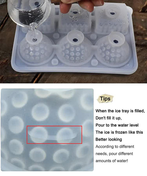 Elosung 2 Pcs Blue Sphere & Square Ice Cube Tray Novelty Silicone Maker For Whiskey tails Ice Cubes Trays & Moulds