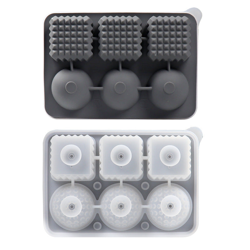 Elosung 2 Pcs Gray Sphere & Square Ice Cube Tray Novelty Silicone Maker For Whiskey tails Ice Cubes Trays & Moulds