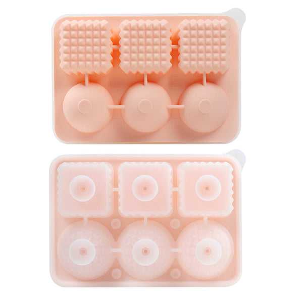 Elosung 2 Pcs Pink Sphere & Square Ice Cube Tray Novelty Silicone Maker For Whiskey tails Ice Cubes Trays & Moulds