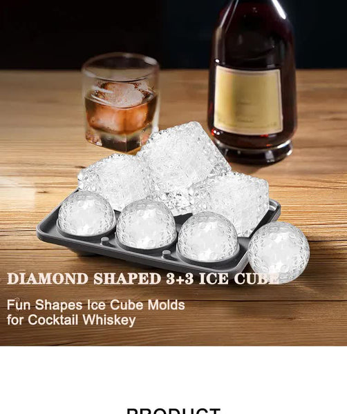 Elosung 2 Pcs Green Sphere & Square Ice Cube Tray Novelty Silicone Maker For Whiskey tails Ice Cubes Trays & Moulds