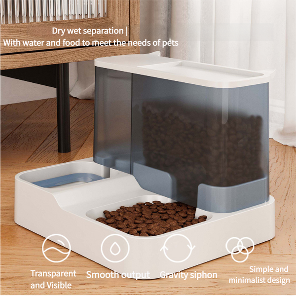 Grey Pet Feeder 3L Automatic Cat Feeder And Water Dispenser Hassle Free Hydration And Feeding Dishes Feeders & Fountains