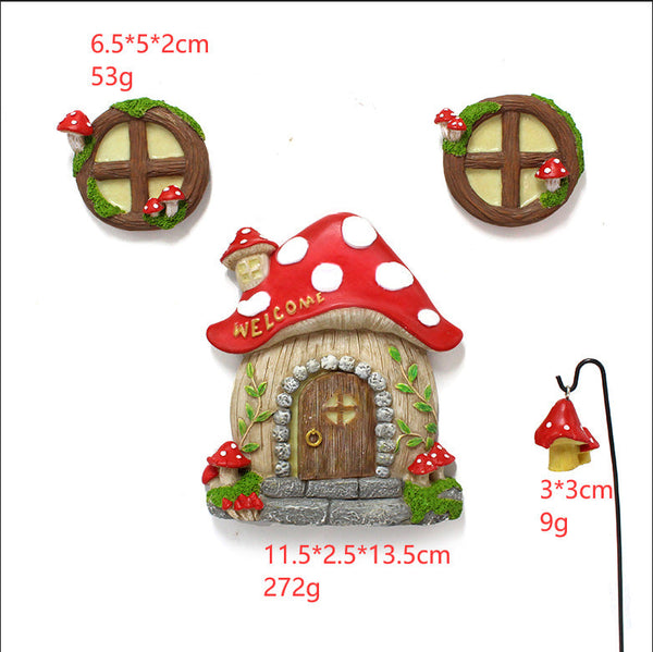 Enchanting Fairy Garden Mushroom House Set Whimsical Tree Trunk Decor For Outdoor Gardens Ornaments & Statues