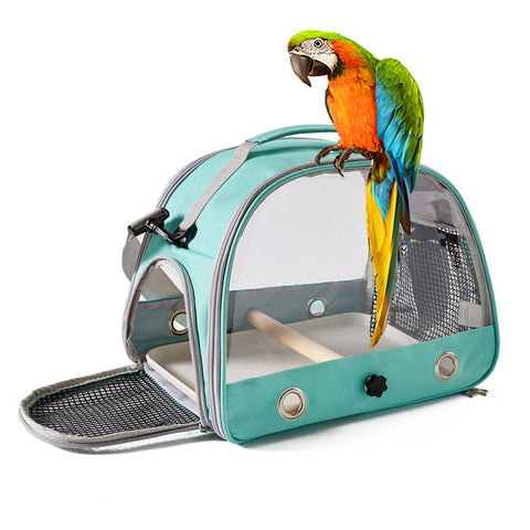 Green Clear View Bird Carrier Travel Cage With Perch & Tray Breathable Pet Bag For Parrots atiels Small Animals Small Animal Supplies