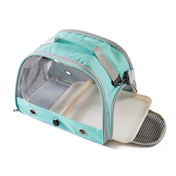 Green Clear View Bird Carrier Travel Cage With Perch & Tray Breathable Pet Bag For Parrots atiels Small Animals Small Animal Supplies