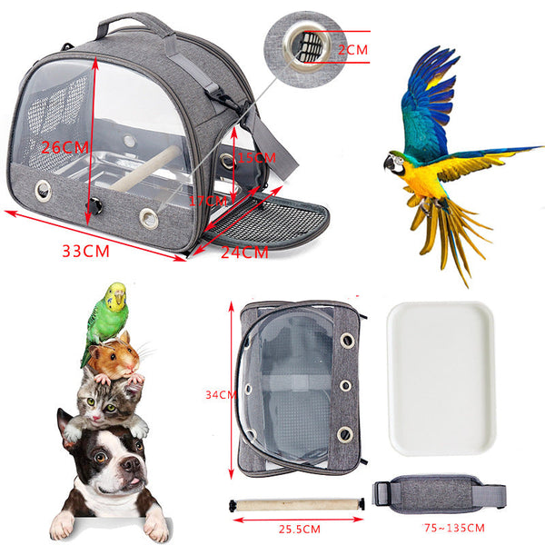 Stylish Leaf Print Clear View Bird Carrier Portable Travel Cage With Perch Tray Parrots Small Pets Small Animal Supplies