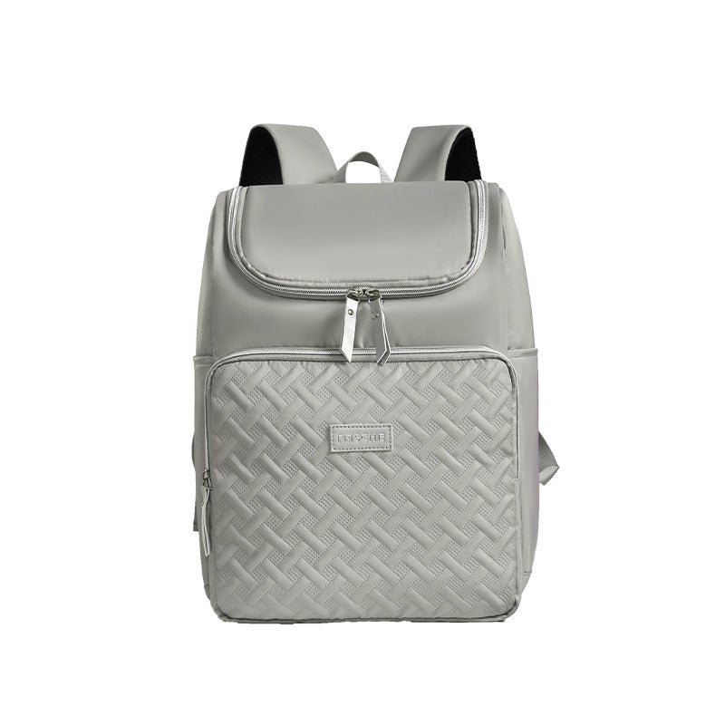 Grey Stylish Quilted Diaper Bag Backpack Large 17L Capacity Lightweight Nappy For Mum Nappy Bags