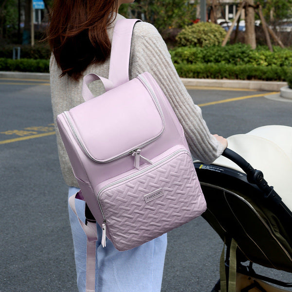 Green Stylish Quilted Diaper Bag Backpack Large 17L Capacity Lightweight Nappy For Mum Nappy Bags