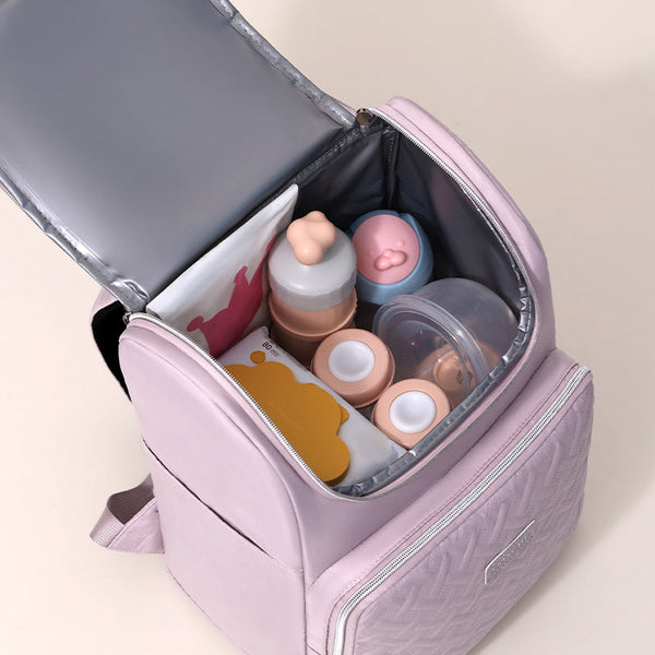 Green Stylish Quilted Diaper Bag Backpack Large 17L Capacity Lightweight Nappy For Mum Nappy Bags