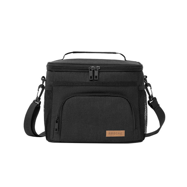 Black Insulated Lunch Bag Cooler Tote 9L Leakproof Thermal Box With Shoulder Strap & Pockets For Work Picnic Travel Lunchboxes & Bags