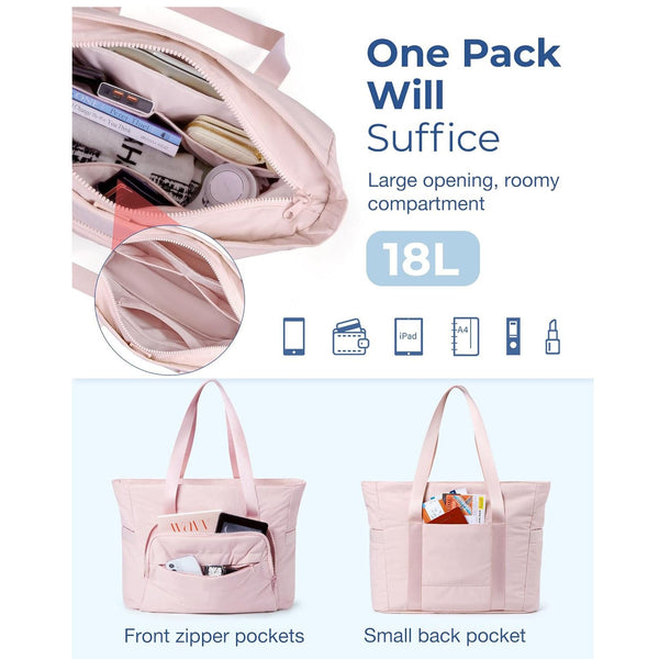 Elosung Beige Versatile Women's Gym Tote Bag With Yoga Mat Strap 18L Carryall Fits 15.6 Laptop Multi Pocket Organiser Gym Bags