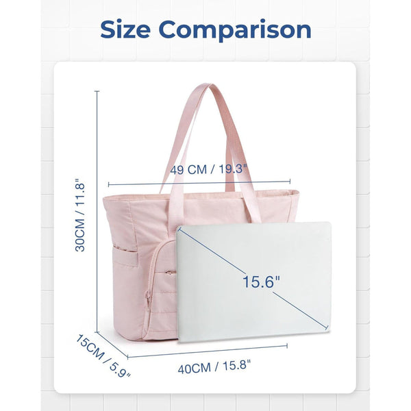 Light Tan Versatile Women's Gym Tote Bag With Yoga Mat Strap 18L Carryall Fits 15.6 Laptop Multi Pocket Organizer Gym Bags