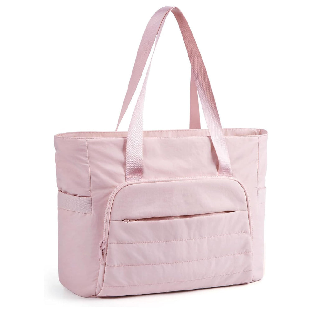 Pink Versatile Women's Gym Tote Bag With Yoga Mat Strap 18L Carryall Fits 15.6 Laptop Multi Pocket Organiser Gym Bags