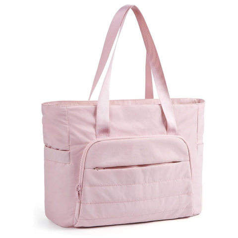 Pink Versatile Women's Gym Tote Bag With Yoga Mat Strap 18L Carryall Fits 15.6 Laptop Multi Pocket Organiser Gym Bags