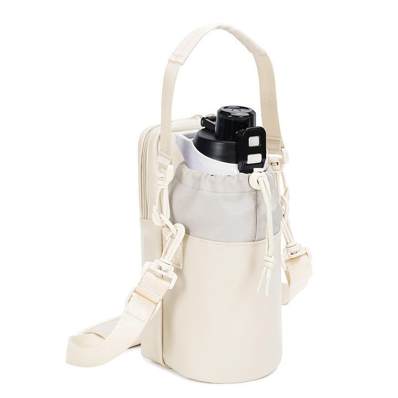 Elosung Beige Stylish Water Bottle Carrier Bag With Phone Pocket Key Clip And Adjustable Strap Crossbody Sling Holder Water Carriers & Jerrycans