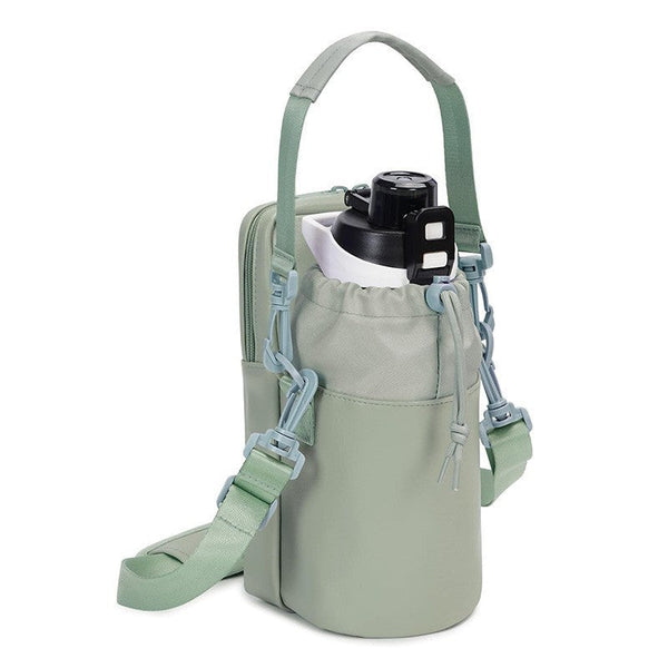 Green Stylish Water Bottle Carrier Bag With Phone Pocket Key Clip & Adjustable Strap Crossbody Sling Holder Water Carriers & Jerrycans