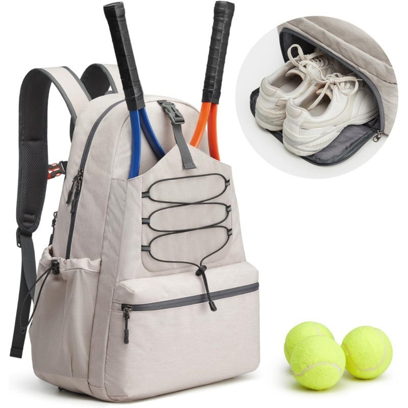 White Lightweight Water Resistant Tennis Backpack Multi Pocket Sports Bag For Rackets Balls & Gear Bags
