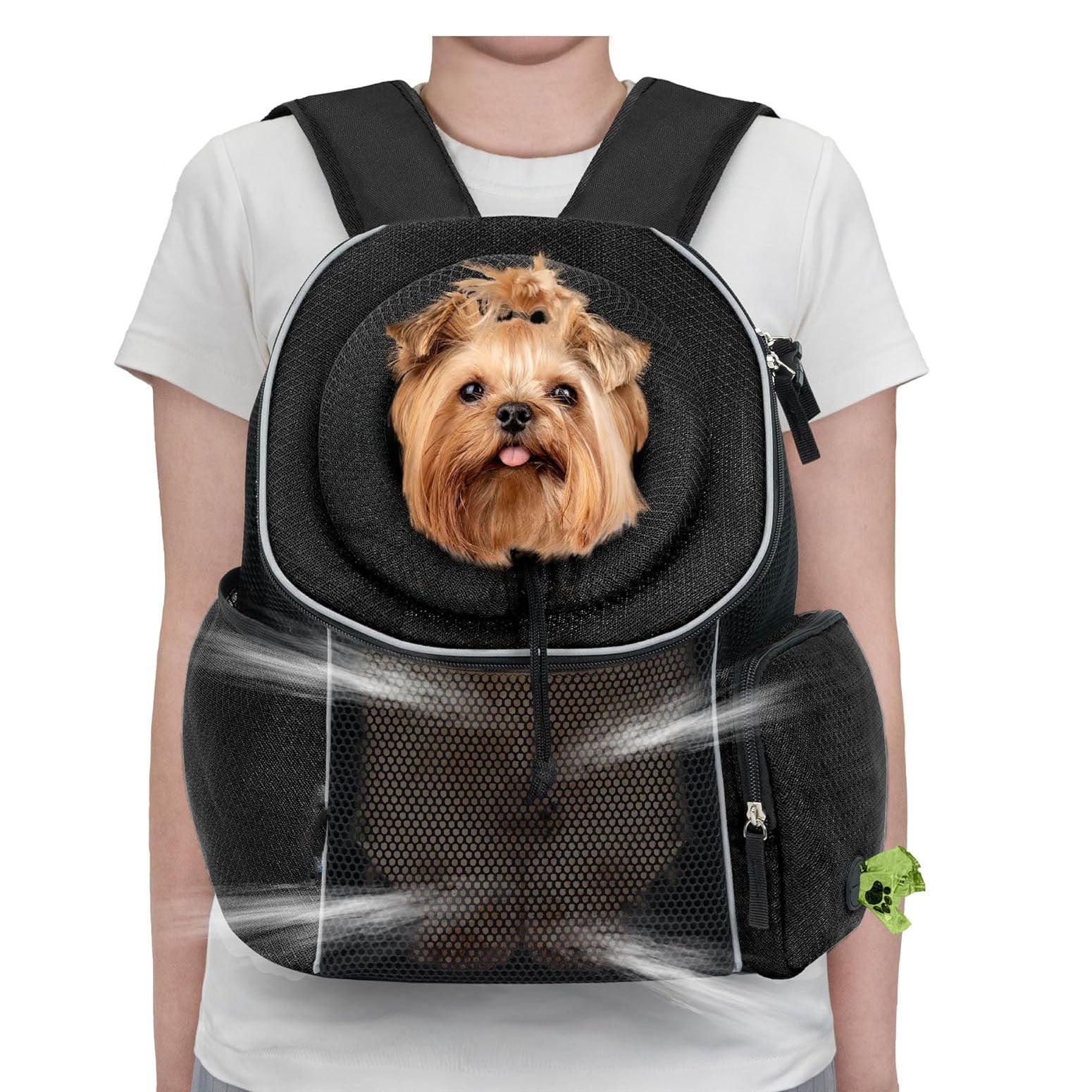 Black Breathable Mesh Pet Carrier Backpack Head Out Design For Small Dogs & Cats Ventilated Travel Hiking Bag With Front Entry Pockets Small Animal Su