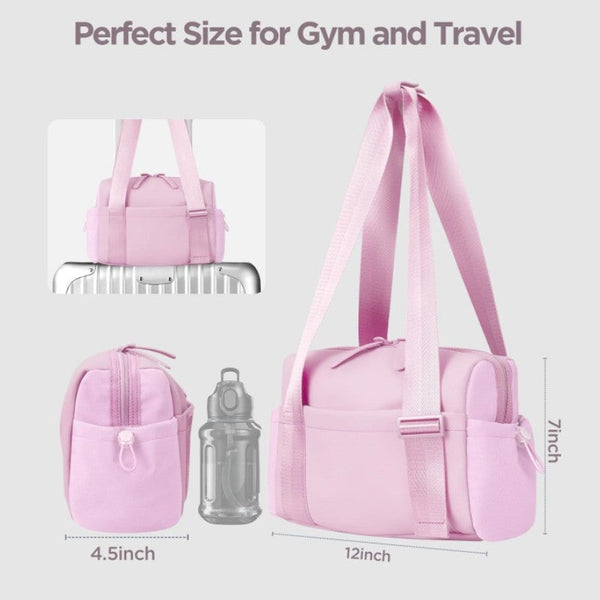 Stylish Mini Gym Bag Travel Tote Compact Duffel With Wet Pocket Luggage Sleeve Multiple Compartments Pink Gym Bags