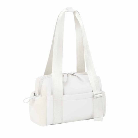 Stylish Mini Gym Bag Travel Tote Compact Duffel With Wet Pocket Luggage Sleeve Multiple Compartments White Gym Bags