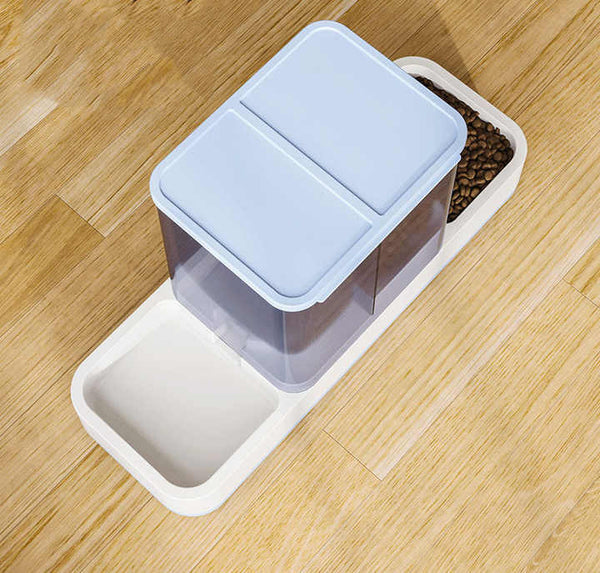 Grey 2 In 1 Automatic Pet Water And Food Dispenser Gravity Feeder For Cats And Dogs Dog Automatic Feeders