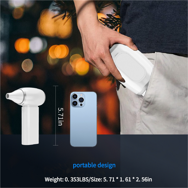 Black Turbo Handheld Blower Fan 130000Rpm High Speed Mini With 5000Mah Battery Portable Fans