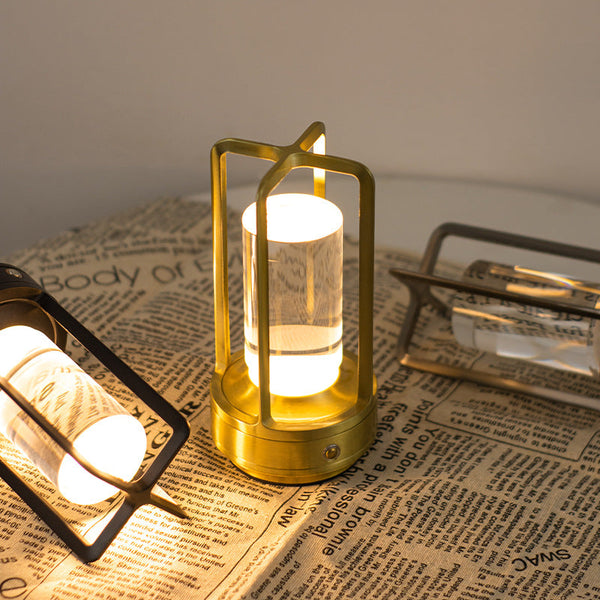 Gold Rechargeable Table Lamp Touch Dimming 3 Color Led Light For Bedroom And Office Lamps