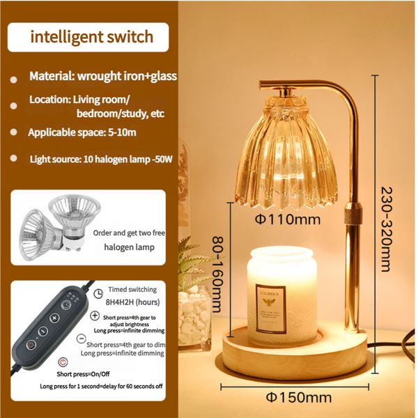 Elegant Gold Candle Warmer Lamp With Timer And Dimming Scented Candle Melter For Home Decor Lamps