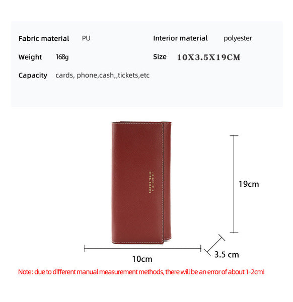 Deep Red Pu Slim Wallet With Polyester Interior Stylish Clutch For Cards And Cash Wallets