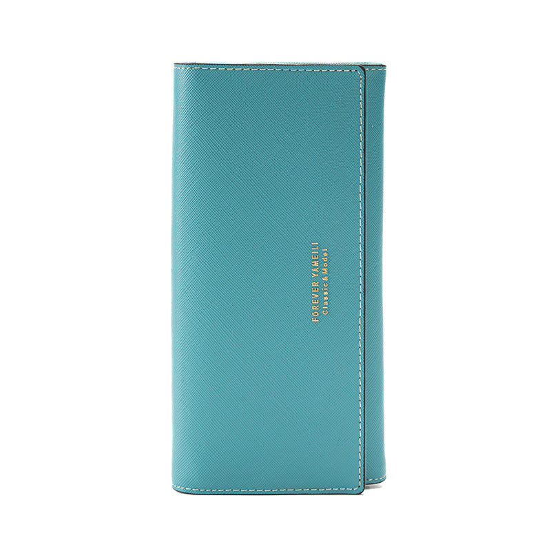 Blue Pu Slim Wallet With Polyester Interior Stylish Clutch For Cards And Cash Wallets