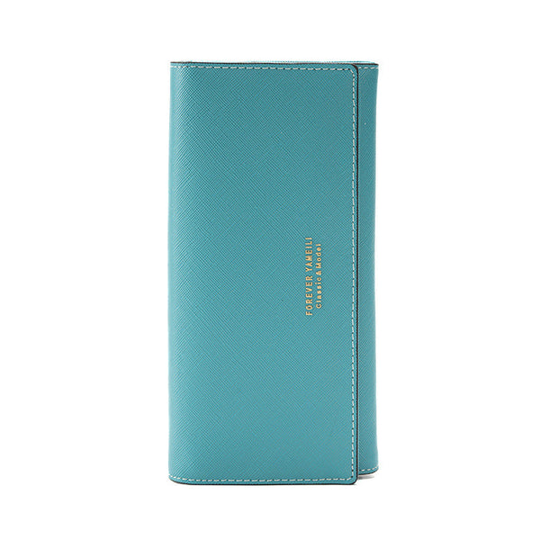 Blue Pu Slim Wallet With Polyester Interior Stylish Clutch For Cards And Cash Wallets