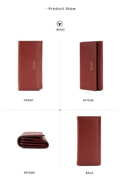 Apricot Pu Slim Wallet With Polyester Interior Stylish Clutch For Cards And Cash Wallets