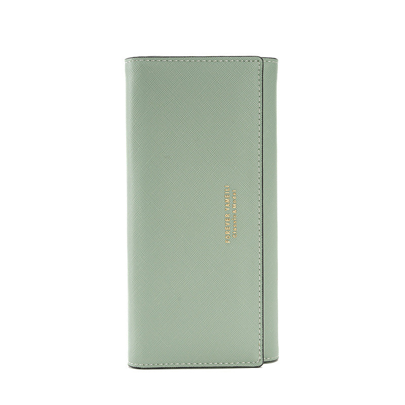 Green Pu Slim Wallet With Polyester Interior Stylish Clutch For Cards And Cash Wallets