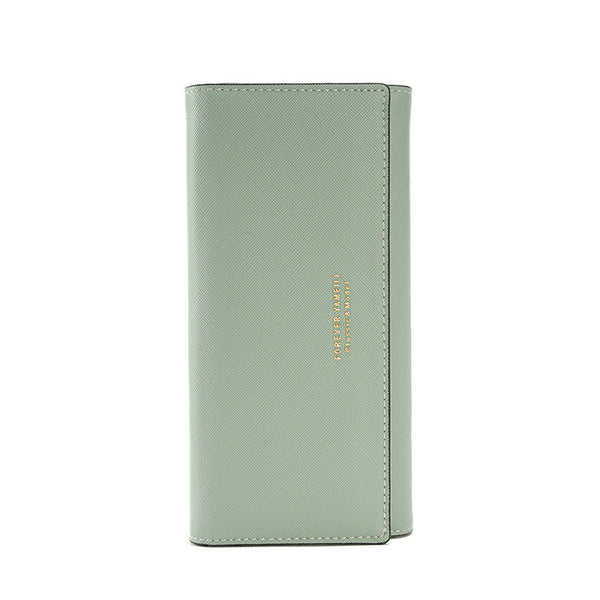 Green Pu Slim Wallet With Polyester Interior Stylish Clutch For Cards And Cash Wallets