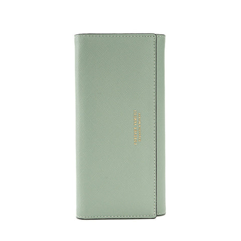 Green Pu Slim Wallet With Polyester Interior Stylish Clutch For Cards And Cash Wallets