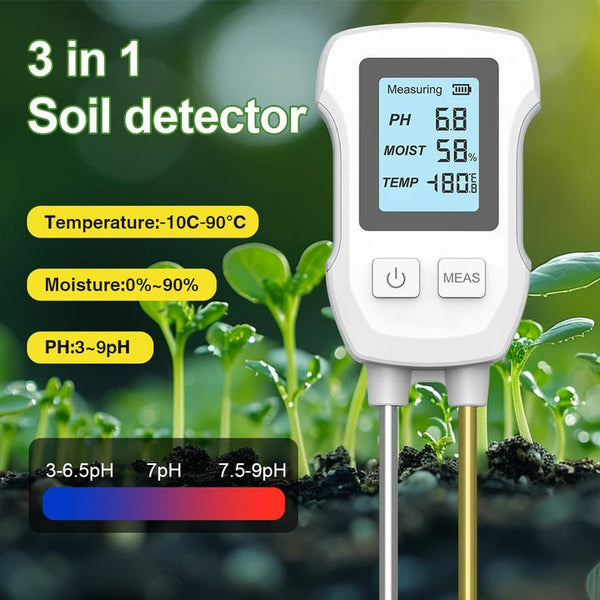 3 In 1 Soil Detector For Ph Moisture And Temperature Gardening Tool Healthy Plants (Battery Not Included) Moisture & Ph Meters