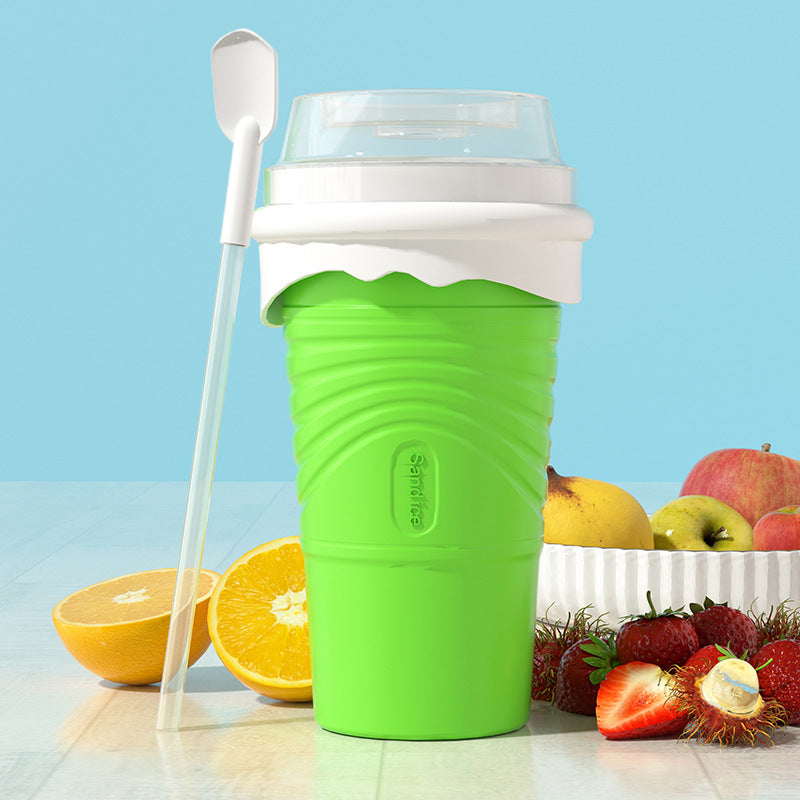 Green Cool Summer Slushie Cup 500Ml Quick Freeze Smoothie Maker With Straw Cups & Saucers