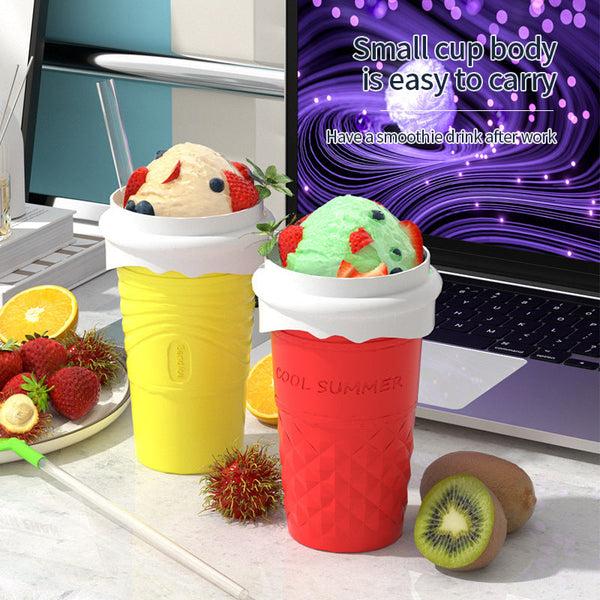 Green Cool Summer Slushie Cup 500Ml Quick Freeze Smoothie Maker With Straw Cups & Saucers