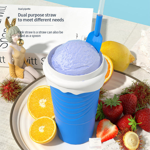 Green Cool Summer Slushie Cup 500Ml Quick Freeze Smoothie Maker With Straw Cups & Saucers