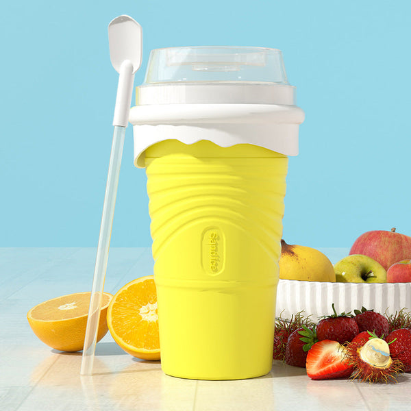500Ml Yellow Cool Summer Slushie Cup Quick Freeze Smoothie Maker With Straw Cups & Saucers