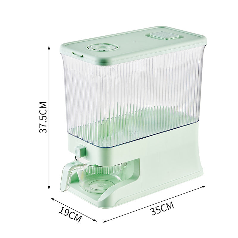 Transparent Apple Green Smart Kitchen Rice Dispenser Automatic Press Style Storage Bin Food Storage Containers
