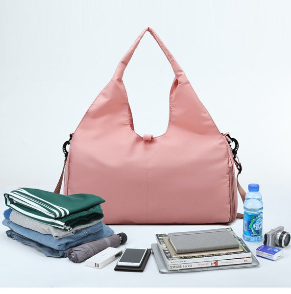 Pink Stylish Women's Travel Bag Large Capacity Fitness & Yoga With Separate Shoe Compartment Gym Bags