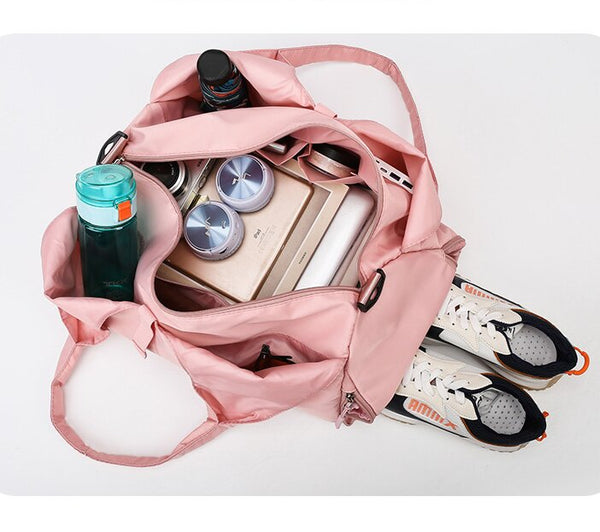 Pink Stylish Women's Travel Bag Large Capacity Fitness & Yoga With Separate Shoe Compartment Gym Bags
